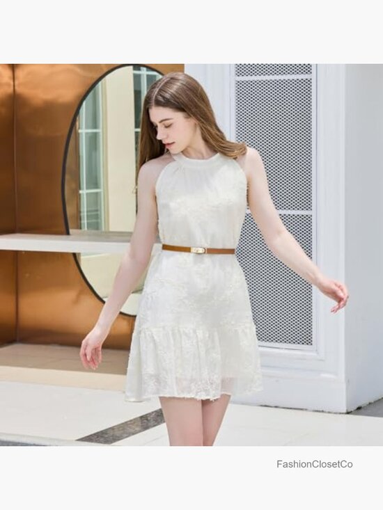 Skinny Leather Belt with Turn-Lock Buckle - Adjustable Thin Belt for Dresses, main image 5
